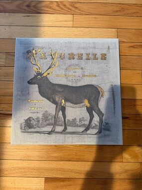 Naturelle Deer Wall Art Canvas in Gray and Gold